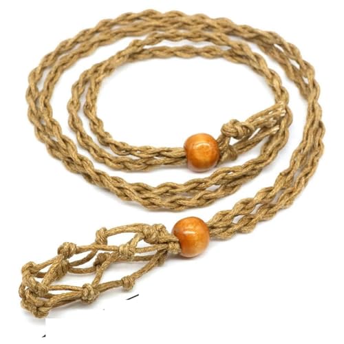 LYVQZPWLRWachsende Halskette, Verstellbare Halskette, leerer Steinhalter, Wachsseil, Metallkette, Käfig, Anhänger, Netzbeutel, Kristall, Edelstein, Schmuck sammeln(Bruin,10PCS) von LYVQZPWLR