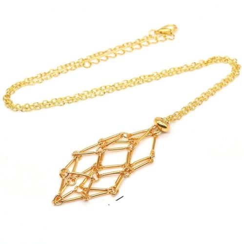 LYVQZPWLRWachsende Halskette, Verstellbare Halskette, leerer Steinhalter, Wachsseil, Metallkette, Käfig, Anhänger, Netzbeutel, Kristall, Edelstein, Schmuck sammeln(Goldl,20PCS) von LYVQZPWLR