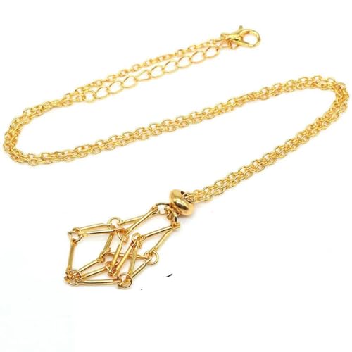 LYVQZPWLRWachsende Halskette, Verstellbare Halskette, leerer Steinhalter, Wachsseil, Metallkette, Käfig, Anhänger, Netzbeutel, Kristall, Edelstein, Schmuck sammeln(Golds,One Size) von LYVQZPWLR