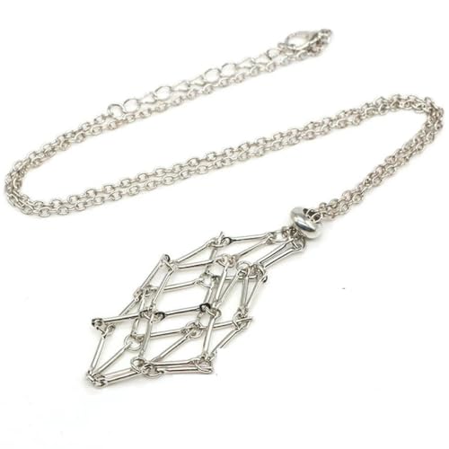 LYVQZPWLRWachsende Halskette, Verstellbare Halskette, leerer Steinhalter, Wachsseil, Metallkette, Käfig, Anhänger, Netzbeutel, Kristall, Edelstein, Schmuck sammeln(Silverl,20PCS) von LYVQZPWLR