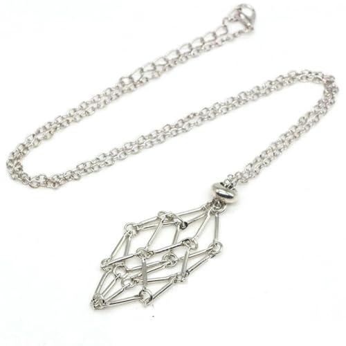 LYVQZPWLRWachsende Halskette, Verstellbare Halskette, leerer Steinhalter, Wachsseil, Metallkette, Käfig, Anhänger, Netzbeutel, Kristall, Edelstein, Schmuck sammeln(Silverm,20PCS) von LYVQZPWLR