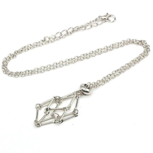 LYVQZPWLRWachsende Halskette, Verstellbare Halskette, leerer Steinhalter, Wachsseil, Metallkette, Käfig, Anhänger, Netzbeutel, Kristall, Edelstein, Schmuck sammeln(Silvers,20PCS) von LYVQZPWLR