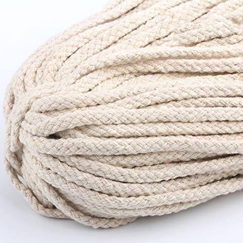 LYXMY Buntes Baumwollseil, natürliches Strickgarn, Bastelschnur, Makramee, gedrehte Schnur, DIY Wandbehang, Pflanzenaufhänger, Strickgarn, 5 mm, 100 m von LYXMY