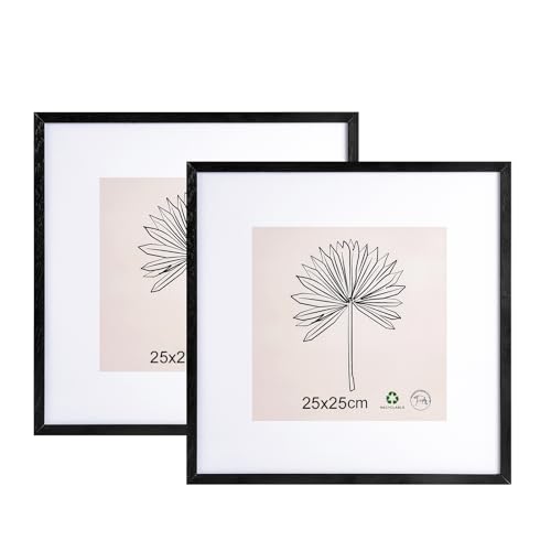 LYYYYX Bilderrahmen 25x25cm Schwarz mit Passepartout Fotorahmen Holz mit Acrylglas zum Senkrechten Oder Waagerechten Aufhängen Bilderrahmen für Fotos, Poster, Puzzles 2er Stück LYYYYX Bilderrahmen 25x25cm Schwarz mit Passepartout Fotorahmen Holz mit Acrylglas zum Senkrechten Oder Waagerechten Aufhängen Bilderrahmen für Fotos, Poster, Puzzles 2er Stück von LYYYYX
