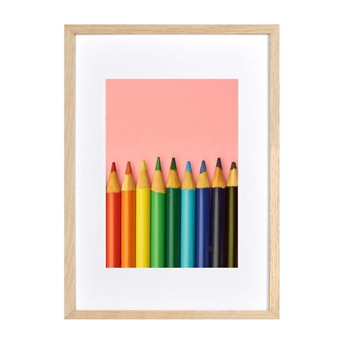 LYYYYX Bilderrahmen DIN A4 Holz mit Passepartout Fotorahmen mit Acrylglas zum senkrechten oder waagerechten Aufhängen/Stellen Fotorahmen aus Holz for Fotos, Poster, Puzzles,1er Set von LYYYYX