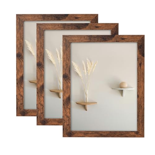 LYYYYX Holz-Bilderrahmen, rustikal, 20 x 25cm, Braun, mit Acrylglas, freistehend, zur Wandmontage 3 Stück LYYYYX Holz-Bilderrahmen, rustikal, 20 x 25cm, Braun, mit Acrylglas, freistehend, zur Wandmontage 3 Stück von LYYYYX