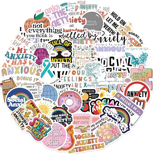 Angstgefühle Aufkleber Anxiety Sensory Sticker Set 50 Stücke Niedlich Deko für Auto Laptop Skateboard Fahrrad Moped Motorrad Fahrrad Computer,Geeignet für Erwachsene Kinde von LYunMu