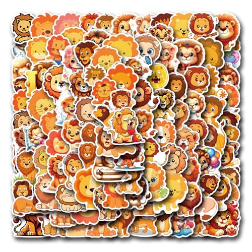 Cartoons Löwe Aufkleber 100 Stücke Niedlich Deko für Auto Laptop Skateboard Fahrrad Moped Motorrad Fahrrad Computer Cartoon lion Sticker Set,Geeignet für Erwachsene Kinde von LYunMu