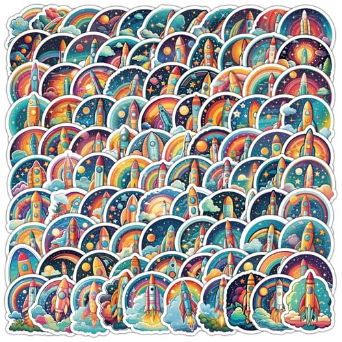 Die Rakete Aufkleber Rakete Sticker Set 100 Stücke Niedlich Deko für Auto Laptop Skateboard Fahrrad Moped Motorrad Fahrrad Computer,Geeignet für Erwachsene Kinder von LYunMu