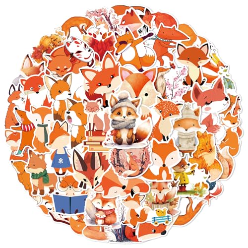 Füchse Aufkleber Tier Tiere Fox Sticker Set 50 Stücke Niedlich Deko für Auto Laptop Skateboard Fahrrad Moped Motorrad Fahrrad Computer,Geeignet für Erwachsene Kinde von LYunMu