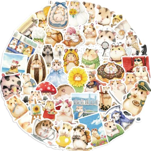 Hamster Aufkleber Hamster Sticker Set 50 Stücke Niedlich Deko für Auto Laptop Skateboard Fahrrad Moped Motorrad Fahrrad Computer,Geeignet für Erwachsene Kinde von LYunMu