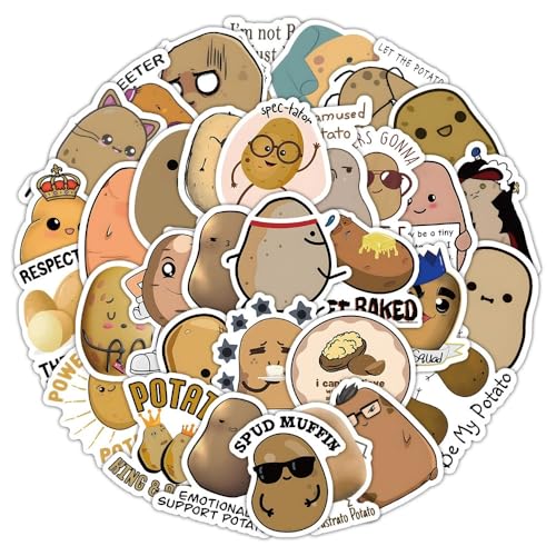 Kartoffeln Aufkleber 50 Stücke Niedlich Deko für Auto Laptop Skateboard Fahrrad Moped Motorrad Fahrrad Computer,Geeignet für Erwachsene Kinder Potato ästhetisch Sticker Set von LYunMu