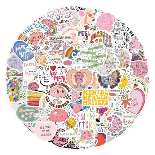 Psychische Gesundheit Aufkleber 100 Stücke Niedlich Deko für Auto Laptop Skateboard Fahrrad Moped Motorrad Fahrrad Computer,Geeignet für Erwachsene Kinder Mental Health ästhetisch Sticker Set Psychische Gesundheit Aufkleber 100 Stücke Niedlich Deko für Auto Laptop Skateboard Fahrrad Moped Motorrad Fahrrad Computer,Geeignet für Erwachsene Kinder Mental Health ästhetisch Sticker Set von LYunMu