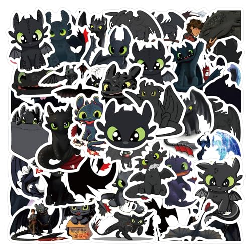 Toothless Aufkleber 50 Stücke Niedlich Deko für Auto Laptop Skateboard Fahrrad Moped Motorrad Fahrrad Computer,Geeignet für Erwachsene Kinder Toothless Sticker Set von LYunMu