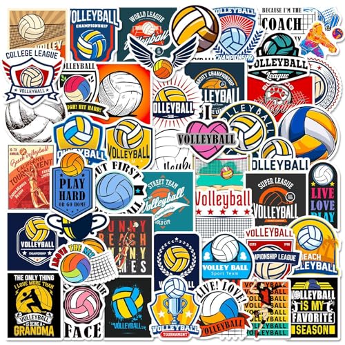 Volleyball Aufkleber Volleyball Sticker Set 50 Stücke Niedlich Deko für Auto Laptop Skateboard Fahrrad Moped Motorrad Fahrrad Computer,Geeignet für Erwachsene Kinde von LYunMu