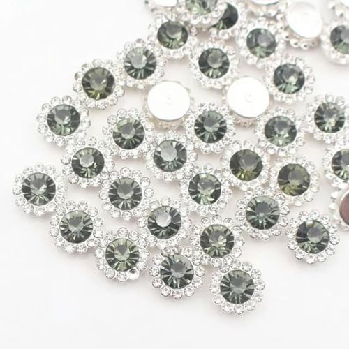 12 mm Krallen-Strass-Knopf, silberne Basis, flache Rückseite, glitzernde Kristalle, Perlen, Strass, zum Aufnähen, Strasssteine, Besatz, Nähzubehör, transparentes Schwarz, S, 11,8 mm, 30 Stück 12 mm Krallen-Strass-Knopf, silberne Basis, flache Rückseite, glitzernde Kristalle, Perlen, Strass, zum Aufnähen, Strasssteine, Besatz, Nähzubehör, transparentes Schwarz, S, 11,8 mm, 30 Stück von LZBANI