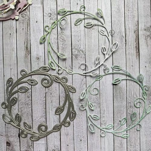 LZBRDY 3D Blumen Spitze Hintergrund Metall Stanzformen Schablonen für DIY Scrapbooking Dekorative Prägung DIY Papier Karte (Blätter, runder Hintergrund, 10,2 x 9,4 cm) von LZBRDY