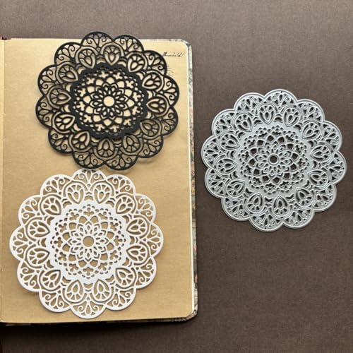 LZBRDY 3D Blumen Spitze Hintergrund Metall Stanzformen Schablonen für DIY Scrapbooking Dekorative Prägung DIY Papier Karte (fließt Spitze Basis Hintergrund A 11,2 x 11,2 cm) von LZBRDY