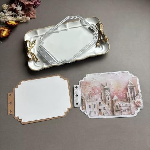 LZBRDY 3D Hintergrund Metall Stanzformen für Scrapbooking - Spitzenrahmen Stanzformen für DIY Hochzeit Party Karten & Album Dekor (Bogenförmiger Hintergrundrahmen 14,5 x 10,7 cm) von LZBRDY