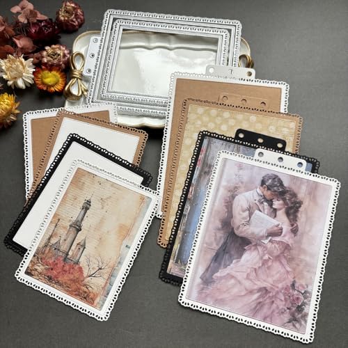 LZBRDY 3D Hintergrund Metall Stanzformen für Scrapbooking - Spitzenrahmen Stanzformen für DIY Hochzeit Party Karten & Album Dekor (Hohler Spitzenrahmen 16,5 x 12,4 cm) von LZBRDY