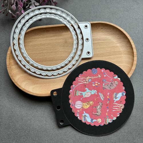 LZBRDY 3D-Hintergrund Metall Stanzformen für Scrapbooking - Spitzenrahmen Stanzformen für DIY Hochzeit Party Karten & Album Dekor (Lace Circular Frame 11,4 x 9,9 cm) von LZBRDY
