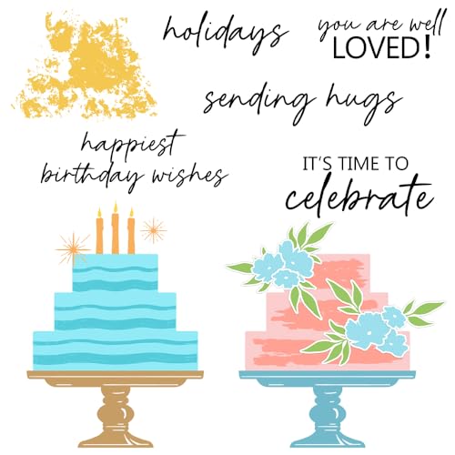 LZBRDY Prägeschablonen "Happy Birthday" in Kuchenform für Kartenherstellung, Scrapbooking, Bastelarbeiten, perfekt für einzigartige Weihnachtskarten und Geschenke von LZBRDY