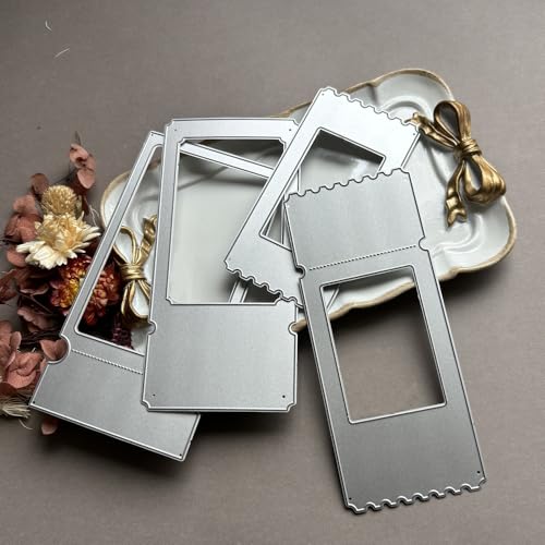 LZBRDY Rechteckige Metallrahmen-Foto-Stanzform für Sammelalben, Bastelarbeiten, geschichtete Grußkarten mit herzförmigem Spitzenetikett für Eid Al-Adha Mubarak, handgefertigte Karten (Filmfilm von LZBRDY