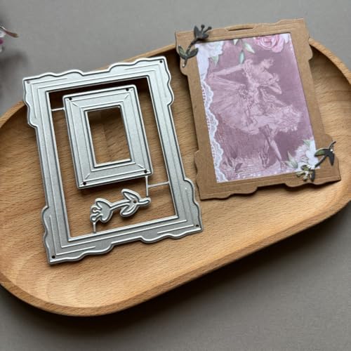 LZBRDY Rechteckige Metallrahmen-Foto-Stanzform für Sammelalbum, Handwerk, geschichtete Grußkarte mit herzförmigem Spitzenetikett für Eid Al-Adha Mubarak, handgefertigte Karte (Blatt-Bilderrahmen, 8,4 LZBRDY Rechteckige Metallrahmen-Foto-Stanzform für Sammelalbum, Handwerk, geschichtete Grußkarte mit herzförmigem Spitzenetikett für Eid Al-Adha Mubarak, handgefertigte Karte (Blatt-Bilderrahmen, 8,4 von LZBRDY