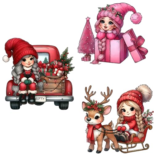 LZBRDY Stanzformen für Weihnachts-Scrapbook und transparente Stempel, niedliches Mädchen, Hirsch, LKW, Geschenkdesigns für Bastelarbeiten, Kartenherstellung, Albumdekoration, Winterurlaub-Thema von LZBRDY