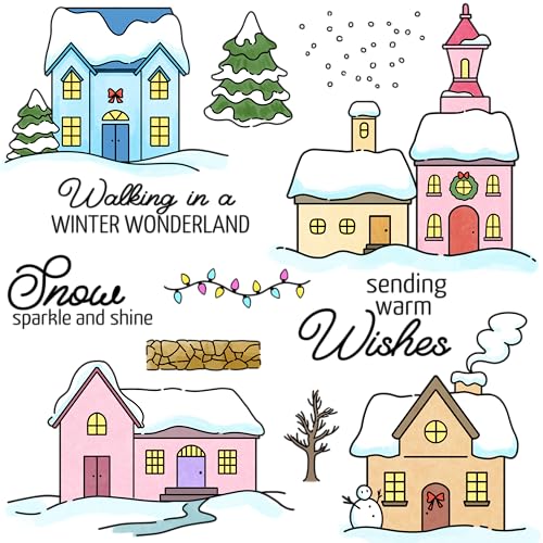 LZBRDY Stempel- und Stanzformen-Set für Bastelarbeiten, Scrapbooking, Kartengestaltung, Winterhaus und Schneeflocken von LZBRDY