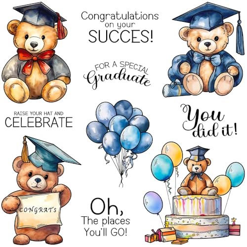 LZBRDY Transparente Stempel und Stanzformen für Abschlussfeiern, Hüte, Bären, Luftballons, Kuchen, Kartenherstellung und Bastelarbeiten, Scrapbooking-Zubehör von LZBRDY