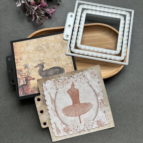 LZBRDY Vintage Charm Lace Frame Stanzform – Karbonstahl Bastelschablonen für Scrapbooking, Kartenherstellung, Grußkarten und Journaling-Zubehör (Lace Square Loose Leaf 10,9 x 9,9 cm) von LZBRDY