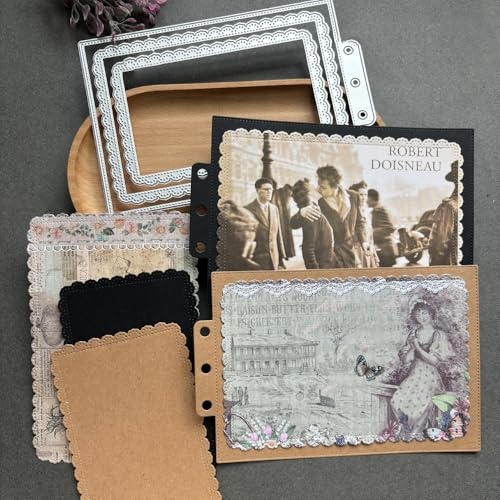 LZBRDY Vintage Charm Lace Frame Stanzform – Karbonstahl Bastelschablonen für Scrapbooking, Kartenherstellung, Grußkarten und Journaling-Zubehör (Spitze, rechteckig, lose Blätter, 15,2 x 9,9 cm) von LZBRDY