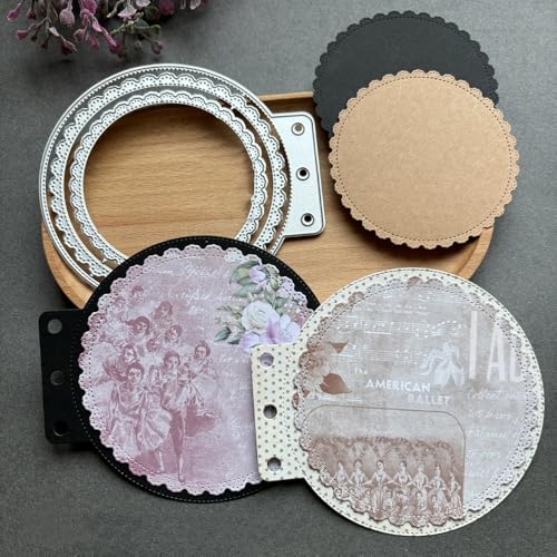 LZBRDY Vintage Charm Lace Frame Stanzform – Karbonstahl Bastelschablonen für Scrapbooking, Kartenherstellung, Grußkarten und Journaling-Zubehör (Spitze, rund, lose Blätter, 11,4 x 9,9 cm) von LZBRDY