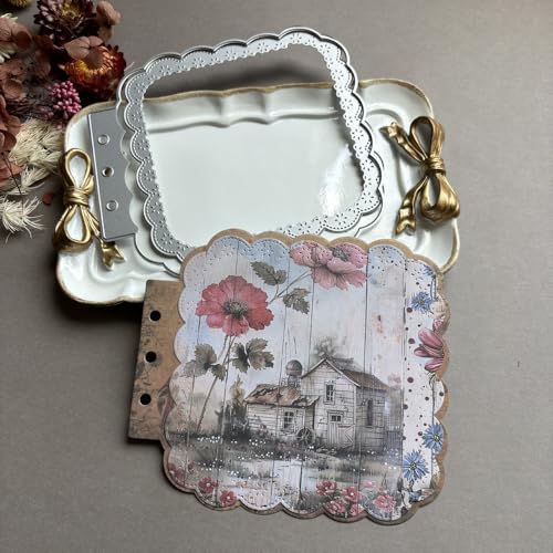 LZBRDY Vintage Charm Lace Frame Stanzform – Karbonstahl Bastelschablonen für Scrapbooking, Kartenherstellung, Grußkarten und Journaling-Zubehör (quadratische Spitze, lose Blätter, 13,2 x 12,2 cm) von LZBRDY