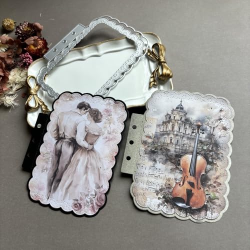 LZBRDY Vintage Charm Lace Frame Stanzform – Karbonstahl Bastelschablonen für Scrapbooking, Kartenherstellung, Grußkarten und Journaling-Zubehör (rechteckige Spitze, lose Blätter, 14,2 x 11,2 cm) von LZBRDY