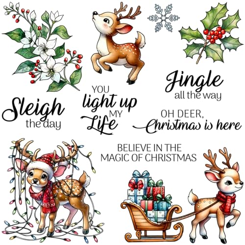 LZBRDY Weihnachtsstempel und Stanzformen-Set mit schönen Elchen für Bastelarbeiten, Scrapbooking, Kartenherstellung von LZBRDY