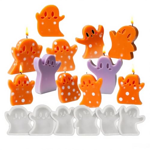 Halloween-Geister-Silikonform, Geisterkerzen-Harzformen für Seife, Kerzen, Schokolade, Ton, DIY, Basteln, Heimdekorationen, 6 Stück Halloween-Geister-Silikonform, Geisterkerzen-Harzformen für Seife, Kerzen, Schokolade, Ton, DIY, Basteln, Heimdekorationen, 6 Stück von LZEDIRA
