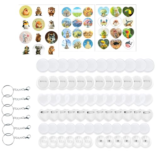 Zubehör für Badge-Maschinen: 12 Sets mit 55-mm-Badges, 12 Sets mit 35-mm-Badges, 12 Sets mit Love-Badges, 6 Schlüsselanhänger, 6 Sets mit Kühlschrank-Badges (ohne Maschine) von LZEXIN