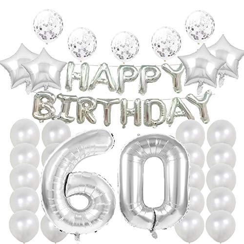 Party-Zubehör zum 60. Geburtstag, Luftballons zum 60. Geburtstag, Mylar-Ballon, Latex-Ballon, tolle süße Geburtstagsgeschenke für Mädchen, Foto-Requisiten von LZGQXF