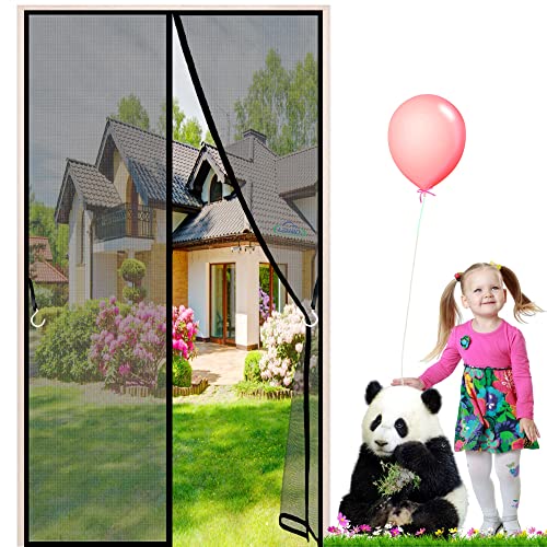LZHBD Klemm-Lamellenvorhang Fliegengitter Insektenschutzvorhang, 140x240 cm Easy Install Magnet Vorhang Fliegenvorhang Moskitonetz Insektenschutz Türvorhang, Schwarz, Neuste Version von LZHBD