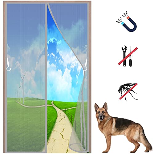 LZHBD Magnet Fliegengitter Tür Insektenschutz - 135x210 cm - Anti Staub TerrassentüR MüCkengitter Stummschaltung Moskitonetz Magnetverschluss für Außentür Küche - Grau von LZHBD