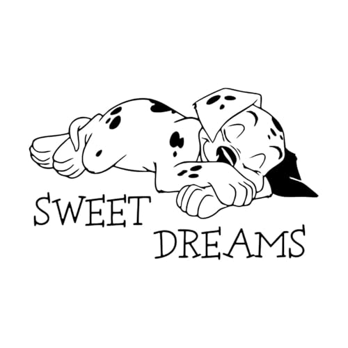 Wandaufkleber „Sweet Dreams“ von Dalmatiner, Vinyl, süßer Hundewelpe, Dalmatiner, Wandaufkleber, Kinderzimmer, Inneneinrichtung, Poster, extragroß – 61x102cm von LZHOUTING