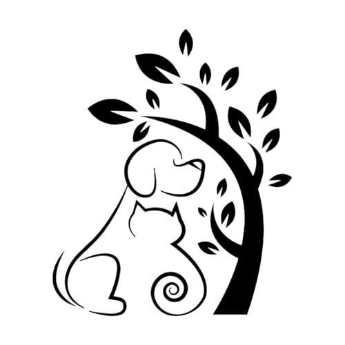 Wandaufkleber mit Baum, Katze und Hund, für Wohnzimmer, Dekoration, abnehmbar, Haustier, Tier, Tierarzt, Vinyl, Wandtattoo, Kinderzimmer, Innendekor, klein – 35x42cm Wandaufkleber mit Baum, Katze und Hund, für Wohnzimmer, Dekoration, abnehmbar, Haustier, Tier, Tierarzt, Vinyl, Wandtattoo, Kinderzimmer, Innendekor, klein – 35x42cm von LZHOUTING