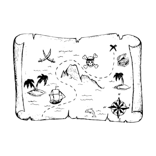 Wandaufkleber mit Piratenschiff und Schatzkarte, für Klassenzimmer und Kinderzimmer, Piratenkarte, Nimmerlandkarte, Wandtattoo, klein – 40x56cm Wandaufkleber mit Piratenschiff und Schatzkarte, für Klassenzimmer und Kinderzimmer, Piratenkarte, Nimmerlandkarte, Wandtattoo, klein – 40x56cm von LZHOUTING