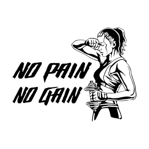Wandtattoo „Training Mädchen Stärke binäre Motivation“ aus Vinyl, „No Pain No Gain“, Wandsticker, Studio-Dekorationsaufkleber, extragroß – 57x75cm von LZHOUTING