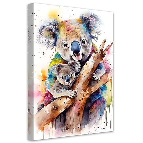 LZIMU Aquarell Koalas Bild auf Leinwand Mutter Koala und Baby Koala auf Baum Leinwand Bild niedliche Tiere Kunstwerk Wanddekoration Gerahmt (2, 40.00x60.00cms) von LZIMU