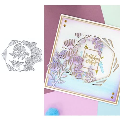Albizia Blumenstanzformen für Kartenherstellung, sechseckige Spitze, Metall-Stanzformen für Papier, Scrapbooking, DIY-Schablonen für Alben, Party, Hochzeit, Festivals, Dekoration von LZJSYKDQ