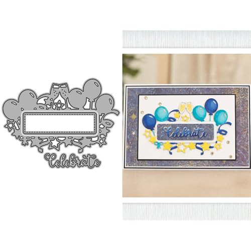 Ballon-Spitzenetiketten-Stanzformen für Kartenherstellung, Champagnerglas, hohle Sterne, Metall-Stanzformen für Papier, Scrapbooking, DIY-Schablonen für Album, Party, Hochzeit, Festivals, Dekoration von LZJSYKDQ