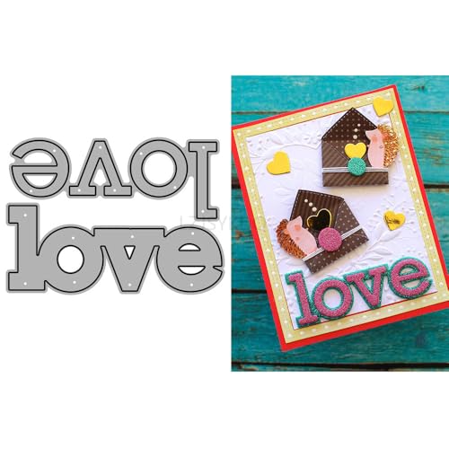 Englische Wörter Stanzformen für Kartenherstellung, Schattenliebe, Metall-Stanzformen für Papier, Scrapbooking, DIY-Schablonen für Album, Party, Hochzeit, Festivals, Dekoration von LZJSYKDQ